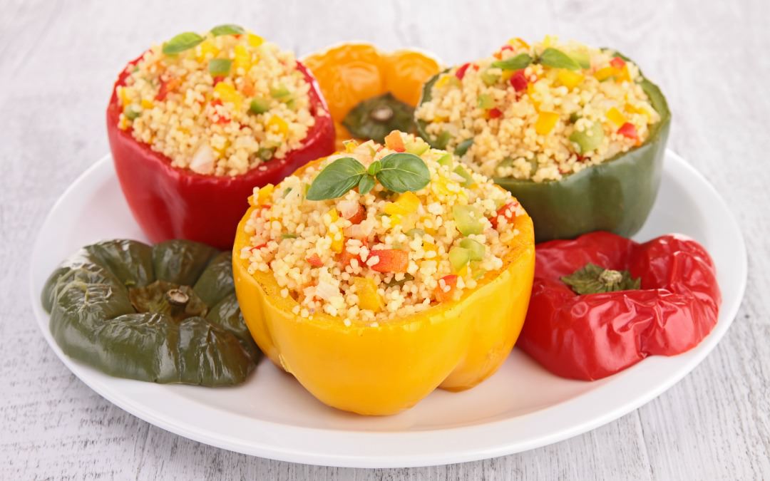 Brown Rice Couscous Stuffed Peppers